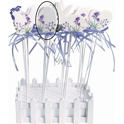 Zápich dřevěný s levandulovým dekorem Vajíčko cca 5 cm + špejle – Zboží Dáma