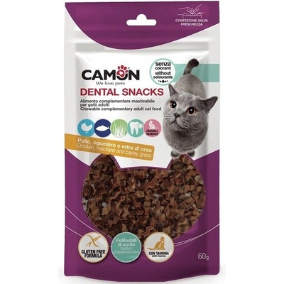 Camon Dental snack - лакомство за котки пилешко месо, скумрия и ечемична трева, 60гр