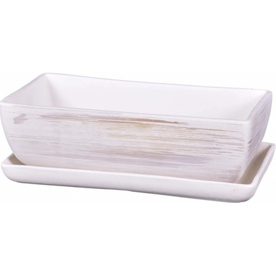 Truhlík s podmiskou KAKTUS WHITE matný 28 cm