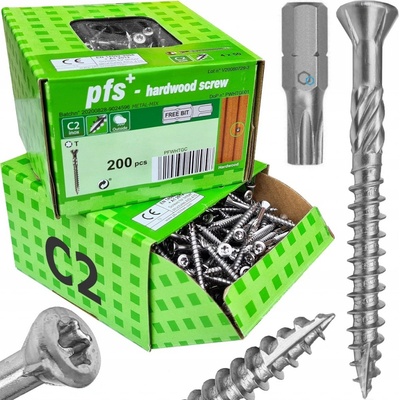 Terasový vrut 5x70 TORX T25 nerez C2 s redukovanou hlavou (200 ks/bal + BIT)