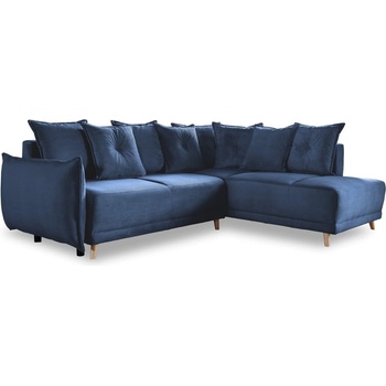 Miuform Тъмносин ъглов разтегателен диван от велур (десен ъгъл) Lazy Lukka - Miuform (1825ON26)