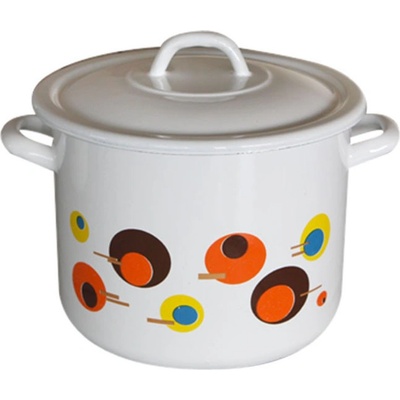 20 см (5, 25 л. ) дълбока емайлирана тенджера с метален капак разцветка Кръгчета