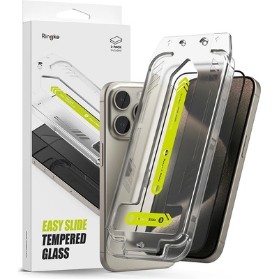 Ringke Протектор за iPhone 15 Pro (комплект от 2) - Ringke Easy Slide Tempered Glass - Clear