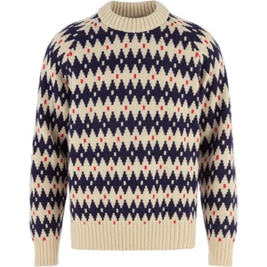 Fjällräven Мъжки вълнен пуловер Fjällräven Övik Jacquard Knit Wool jumper - Light Beige / Dark Navy - размер XS (005-7511-0111)
