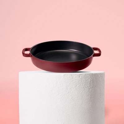 Huuust Smaltovaná litinová sauté pánev 32 cm Granátově červená