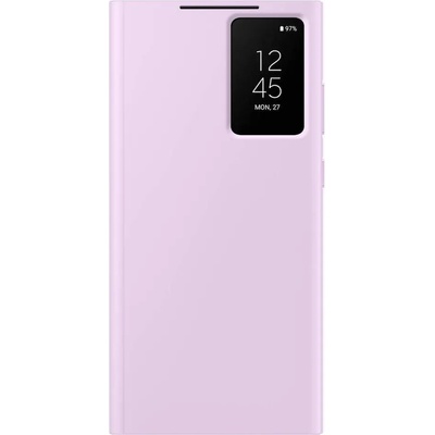 Samsung Galaxy S-View Wallet Cover EF-ZS918CV - оригинален калъф през който виждате информация от дисплея за Samsung Galaxy S23 Ultra (розов)
