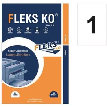 Етикети Fleks Ko Бели, прави ъгли, 210x297 mm А4, 100 л. 1 е (520194-11-220036)