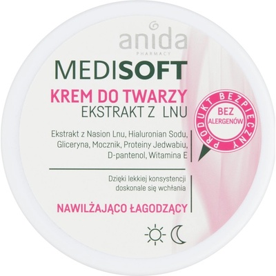 Anida Medisoft hydratační a zklidňující krém na obličej s extraktem lnu 100 ml