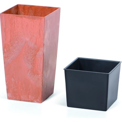 Prosperplast Květináč s vkladem URBI SQUARE BETON EFFECT 26,5 cm terakota
