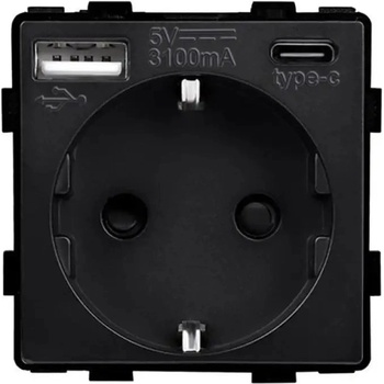 Luxon КОНТАКТ С usb-a+c И ДЕТСКА ЗАЩИТА МЕХАНИЗЪМ ЧЕРЕН luxon (737494801362)