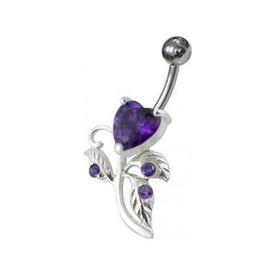 Šperky4U stříbrný piercing do pupíku srdíčko BP01186-A