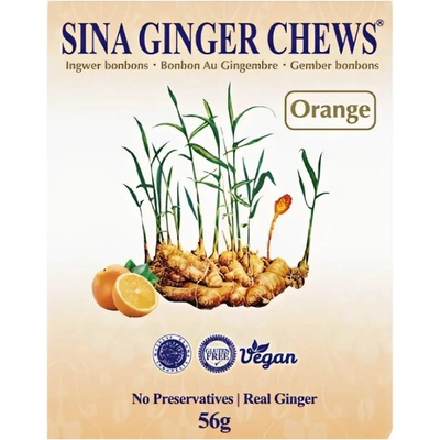 Sina Ginger Orange Žvýkací Zázvorové Bonbóny 56 g