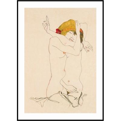 Jen tak z lásky Plakát Egon Schiele - Dvě objímající se ženy Rozměr plakátu: A4 (21 x 29,7 cm) – Zboží Dáma
