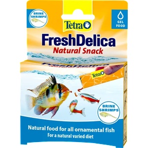 TETRA FreshDelica Brine Shrimps - лакомства с гел храна - за здравословно хранене и естествена, разнообразна диета за всички декоративни риби - 48 гр
