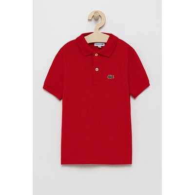 Lacoste Детска памучна тениска с яка Lacoste в червено с изчистен дизайн (PJ2909)