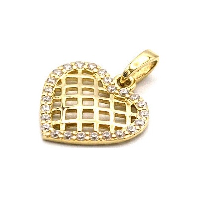 B&B Goldinvestic Zlatý přívěsek srdce se zirkony N2364