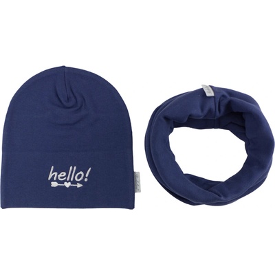 Richelieu Čiapka a nákrčník pre deti Hello Tmavomodrá