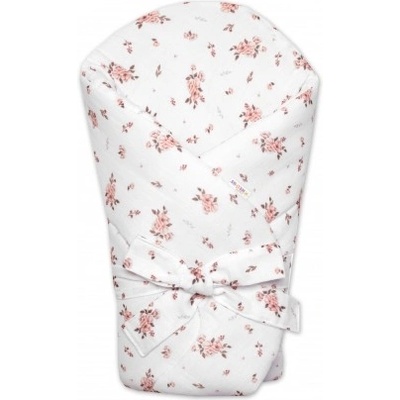 Baby Nellys zavinovačka s výztuží na zavazování Little Flowers bílá
