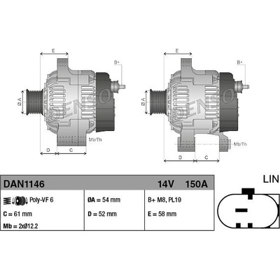 Alternátor DENSO (DE DAN1146)