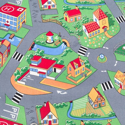 Nej-koberce LITTLE VILLAGE šedý metráž 300 cm