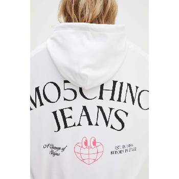 Moschino Jeans Памучен суичър Moschino Jeans в бяло с качулка с принт 1701.8233 (1701.8233)