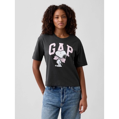 GAP Oversize tričko Gap & Peanuts Snoopy s logom Sivá