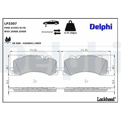 Sada brzdových platničiek kotúčovej brzdy DELPHI LP3307
