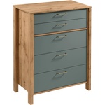 Gala Meble Комод MENTA 90x108x47 cm дъб wotan/зелен (GM0028)