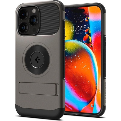 Spigen Slim Armor MagSafe Case - хибриден кейс с най-висока степен на защита с MagSafe за iPhone 15 Pro Max (тъмносив)