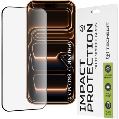 Techsuit Протектор за iPhone 17 Pro Max - Techsuit - 111D Пълно покритие / Цяло лепило със стъкло - Черен