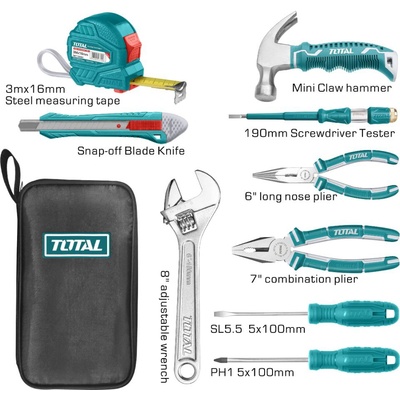 TOTAL Комплект ръчни инструменти в кейс total, 9 части (tl thkthp90096)
