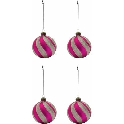 House Doctor Skleněná vánoční ozdoba Chun Pink Gold set 4 ks růžová barva sklo