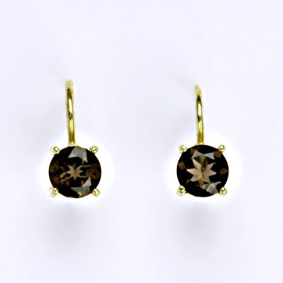 Čištín Zlaté náušnice, přírodní záhněda, žluté i bílé zlato - NK 1250