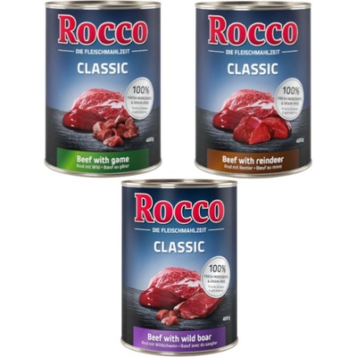 Rocco Classic zvěřinový mix: hovězí/zvěřina, hovězí/sobí hovězí/divočák 6 x 400 g