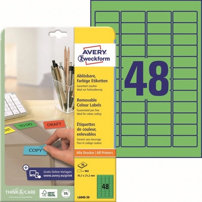 Avery Zweckform Barevné etikety 45,7x21,2 mm 960 ks zelená