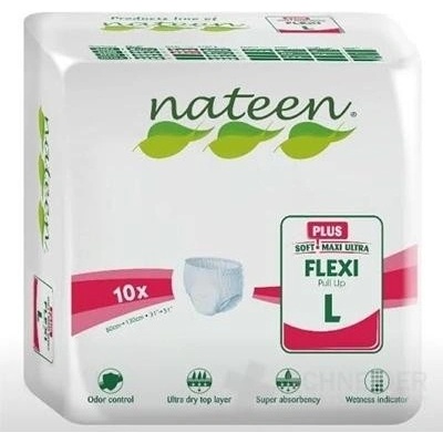 nateen FLEXI PLUS L/XL nohavičky plienkové, obvod bokov 110-170 cm, savosť 2550 ml, 1 x 10 ks