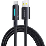 Baseus - Кабел за данни с осветен кабел (P10379002121-00) - USB към Type-C, 100W, бързо зареждане, LED светлина, управление с бутони, 1 м - Космическо черно
