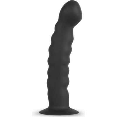 Easytoys Silicone Strap-On Bended Ribbed Black