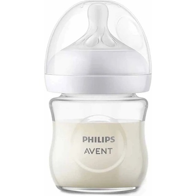 Philips Стъклено шише Philips Avent - Natural Response 3.0, flow 2/бавен, 0 м+, 120 ml (SCY930/01)