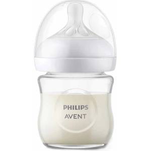 Philips Стъклено шише Philips Avent - Natural Response 3.0, flow 2/бавен, 0 м+, 120 ml (SCY930/01) - ozone