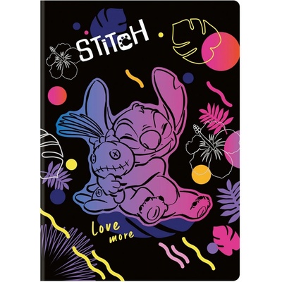 Stitch Sešit A5 black vzor 2 linka balení 6 ks