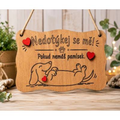 Dekorace z Řečice Jezevčík dřevěná cedulka 15cm