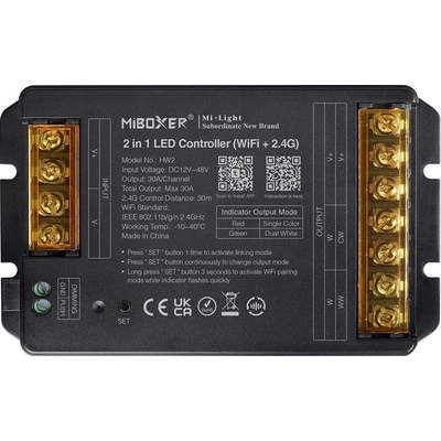 LED ovladač MiBoxer HW2 2v1 Mono/CCT 30A 12-48V Tuya