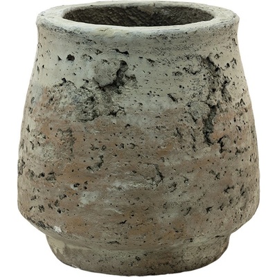 Clayre & Eef Béžovo-hnědý cementový květináč Mosse 14x14 cm