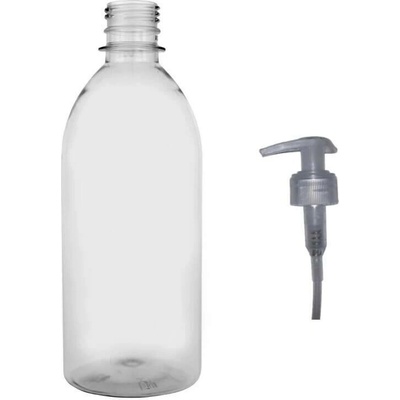 Tera plastová lahvička čirá s transparentní pumpičkou Tera 500 ml