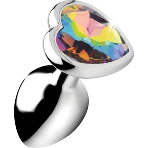 Booty Sparks Rainbow Prism Heart Anal Plug Silver Small