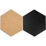 Securit Черна и коркова дъска Hexagon 7бр