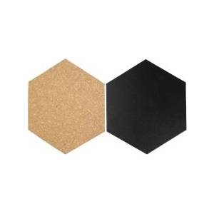 Securit Черна и коркова дъска Hexagon 7бр