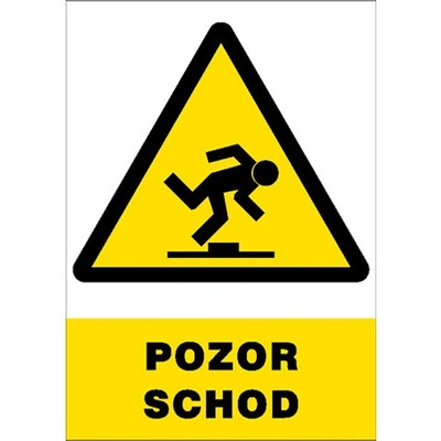 Značka Pozor schod, samolepicí fólie, 148 × 210 mm BZ FD388