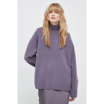 Samsoe Samsoe Vlnený sveter dámsky teplý s polorolákom F23400132 fialová